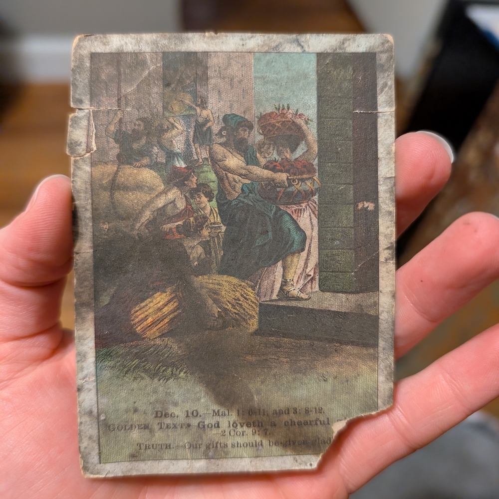 James Tissot Antique Lesson Picture Card on Giving